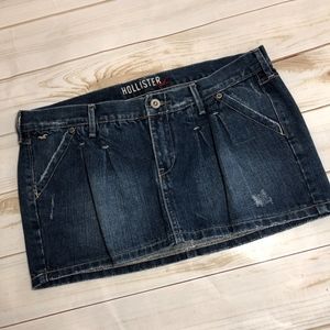 Hollister Denim Distressed Pleated mini Sz 7 EUC